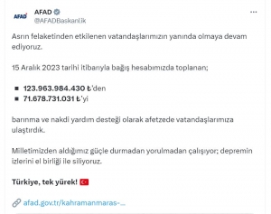 AFAD, bağış hesabında toplanan 71 milyar lirayı afetzedelere ulaştırdı(Galeri)