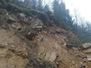 Artvin'de heyelan; köy yolu kapandı, elektrik kesildi(Galeri)