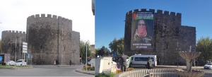 Diyarbakır’da tarihi sura asılan ‘Ebu Ubeyde’ posteri indirildi(Galeri)