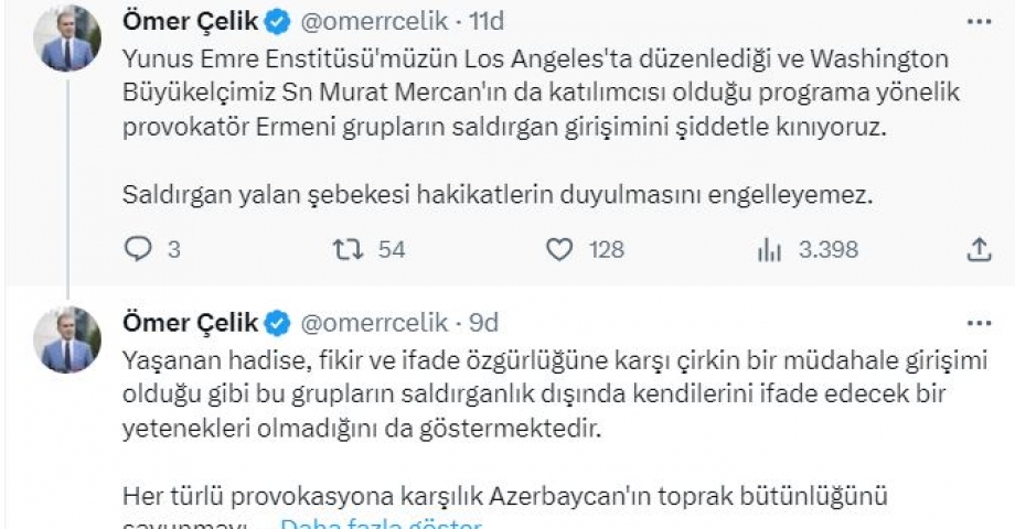 AK Parti'li Çelik: Los Angeles'taki provokatör saldırgan girişimi kınıyoruz