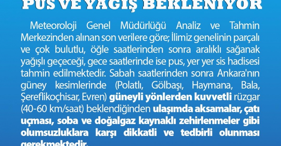 Ankara Valiliği'nden 'kuvvetli rüzgar' uyarısı
