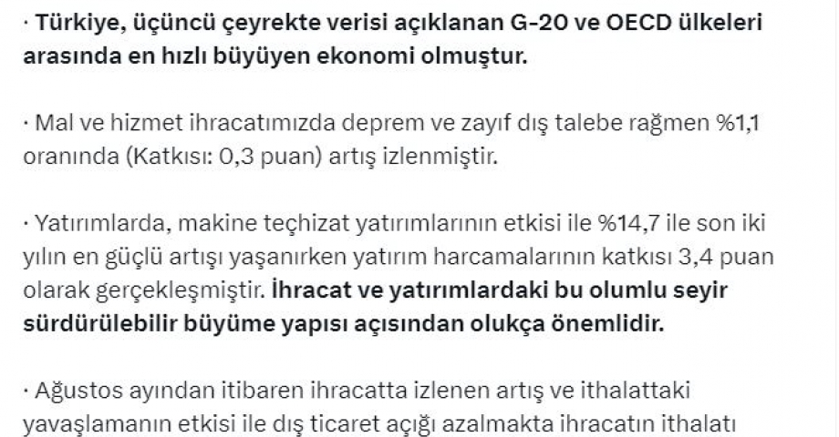 Bakan Bolat: Türkiye, en hızlı büyüyen ekonomi oldu