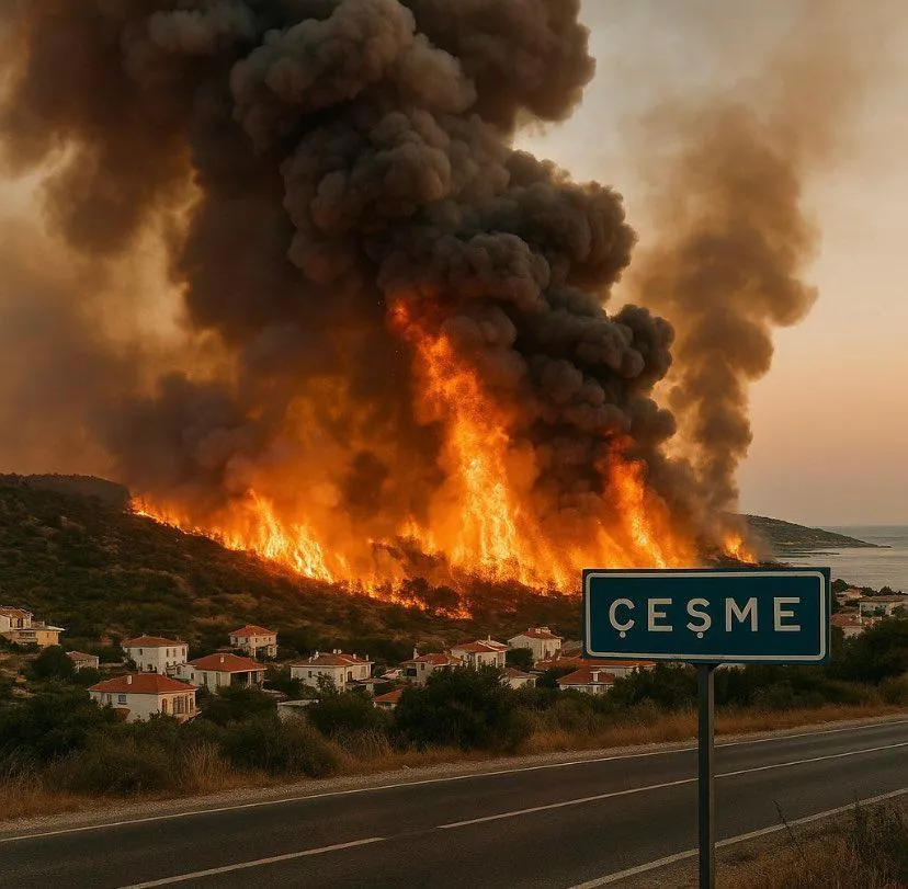 Çeşme’de orman yangını: İzmir-Çeşme kara yolu ulaşıma kapandı