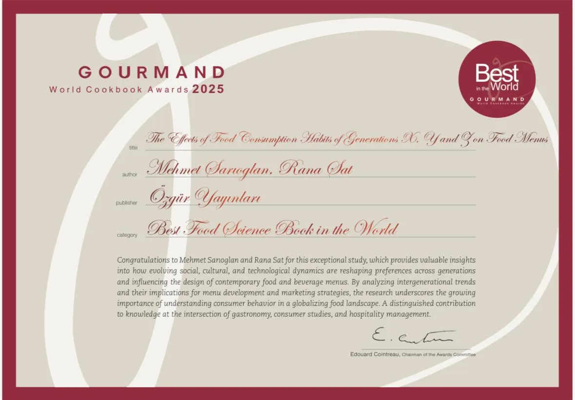 Gourmand World Cookbook Awards’ta Türkiye’ye dünya birinciliği