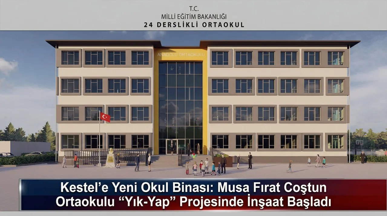 Bursa Kestel’e Yeni Okul Binası: Musa Fırat Coştun Ortaokulu “Yık-Yap” Projesinde İnşaat Başladı
