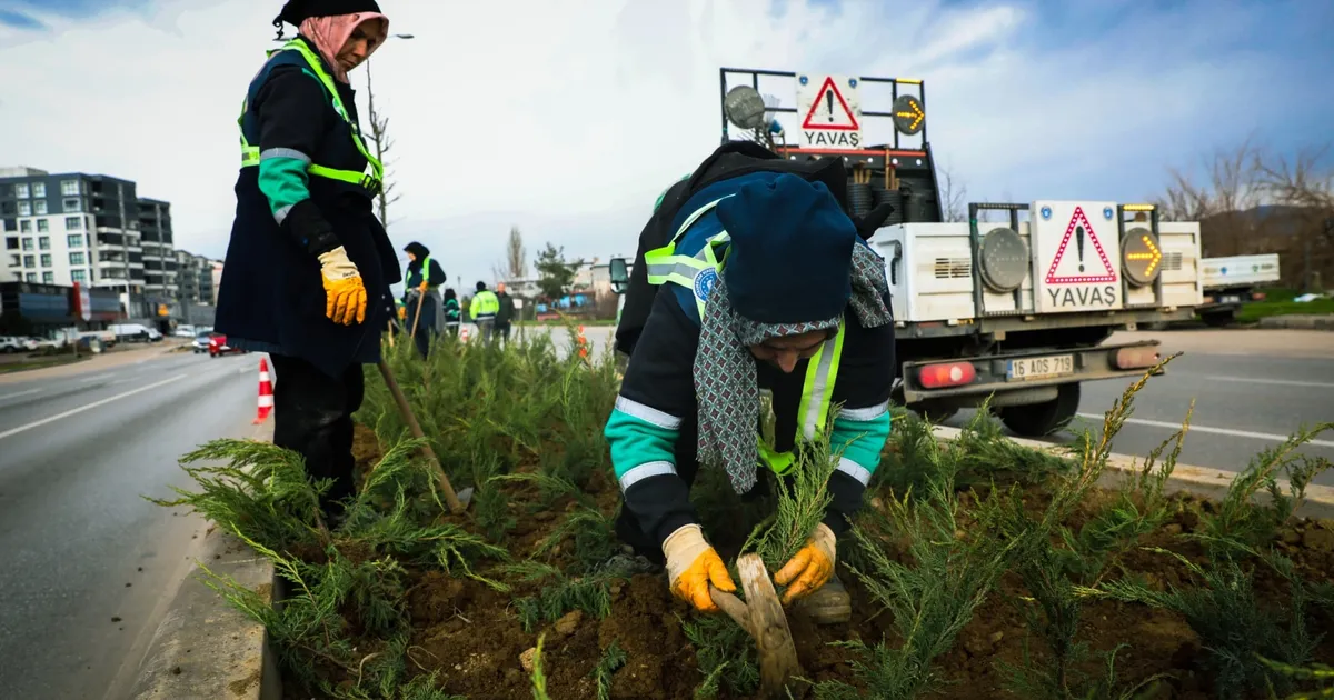 Bursa Büyükşehir'den cadde ve bulvarlara estetik dokunuş