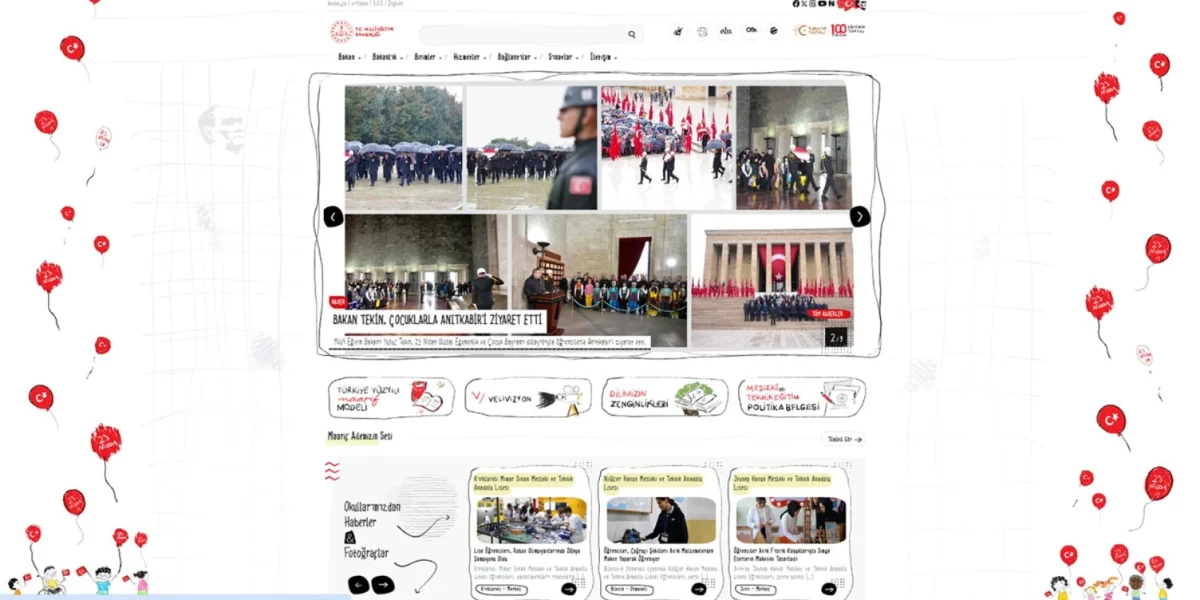 MEB'in internet sitesi 23 Nisan'a özel olarak çocuklar için yenilendi