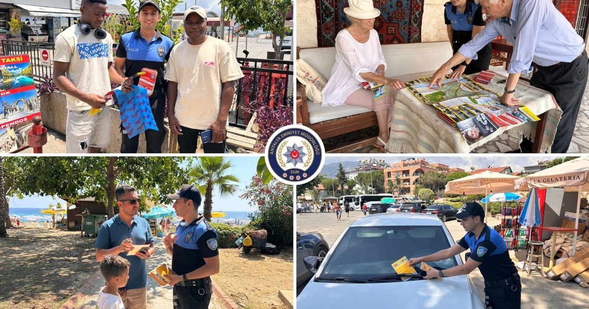 Alanya'da turistlere 4 dilde güvenlik rehberi... Polislerden kent haritası dağıtımı