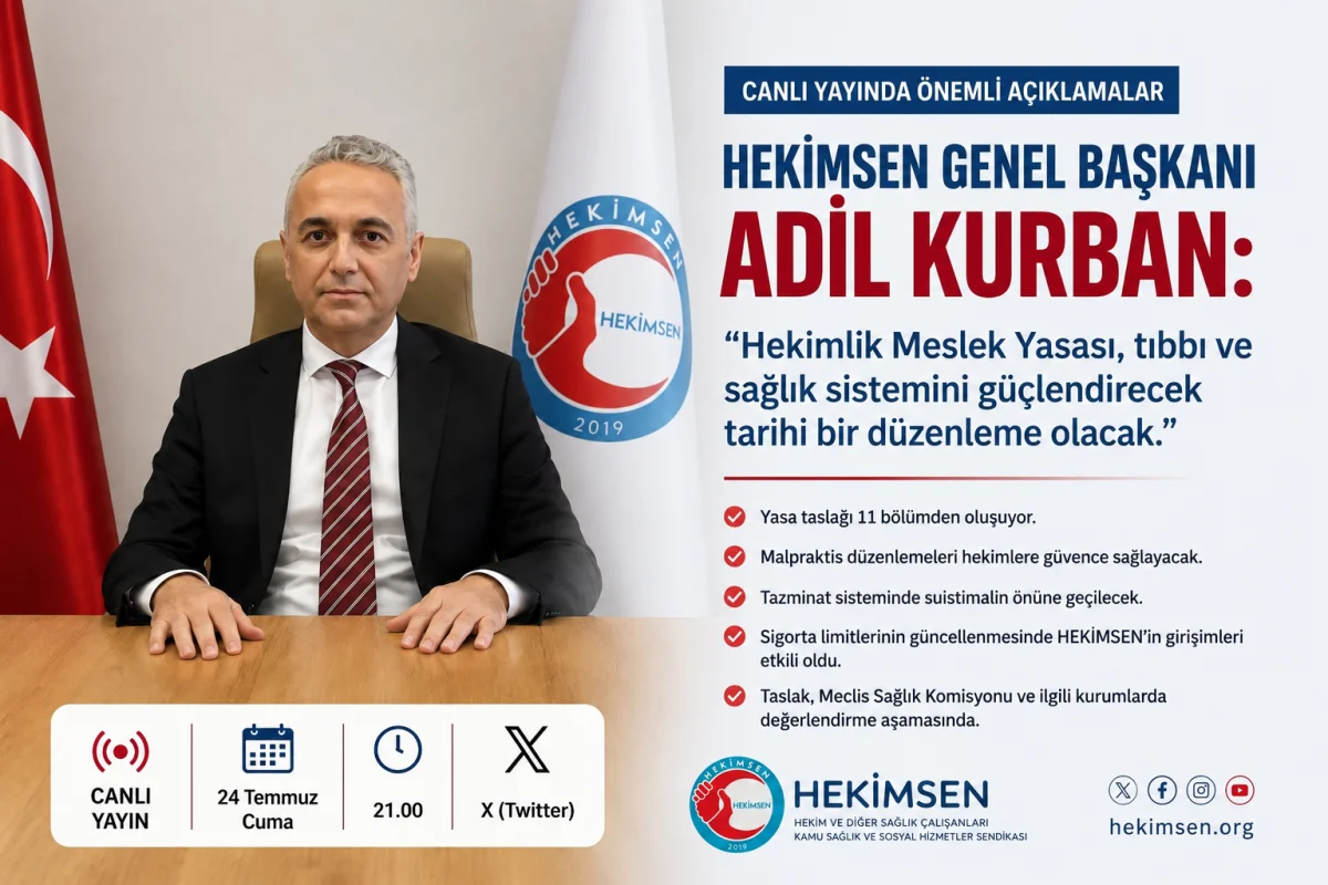 HEKİMSEN Genel Başkanı Kurban: Hekim, hayat kurtarmaya çalışırken başarısız olduğunda suçlu muamelesi görmemeli - Sağlık Haberleri