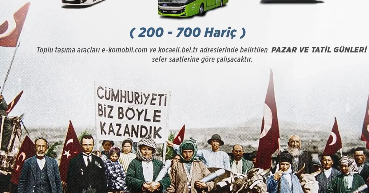 Kocaeli’de 29 Ekim’de toplu ulaşım ücretsiz